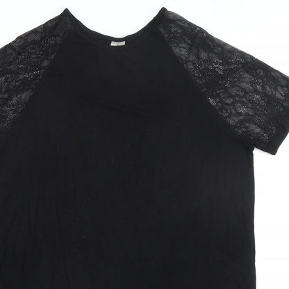 ASOS Womens Black Viscose T-Shirt Dress Size 10 Round Neck Pullover