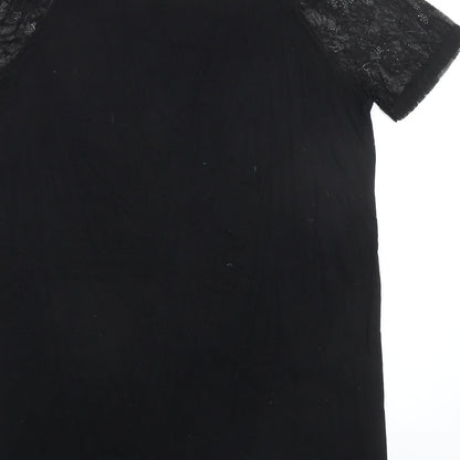 ASOS Womens Black Viscose T-Shirt Dress Size 10 Round Neck Pullover