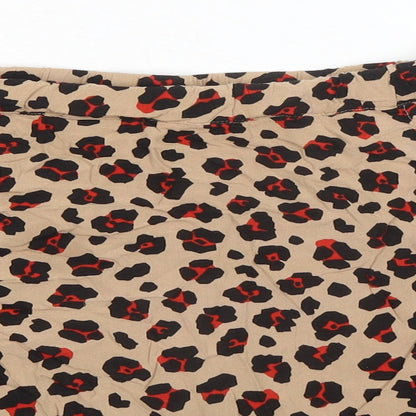 Garcia Womens Beige Animal Print Viscose Mini Skirt Size M Button - Leopard pattern