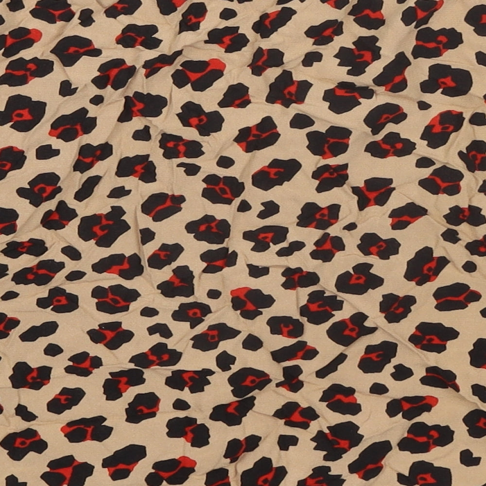 Garcia Womens Beige Animal Print Viscose Mini Skirt Size M Button - Leopard pattern
