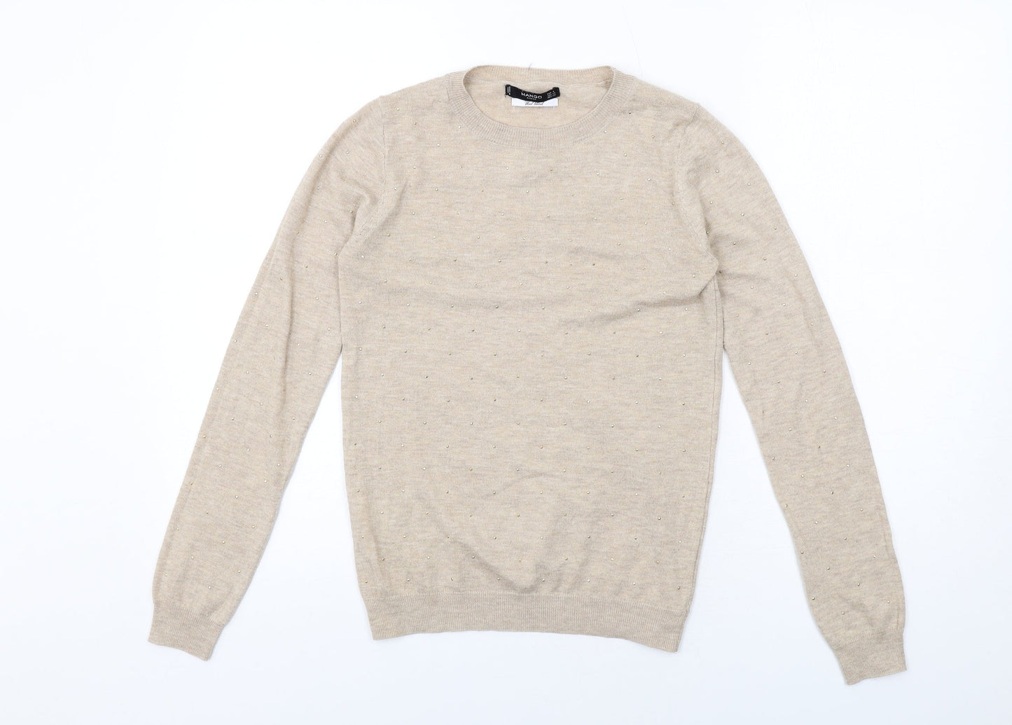 Womens UK Size S Mango Beige Pullover Jumper