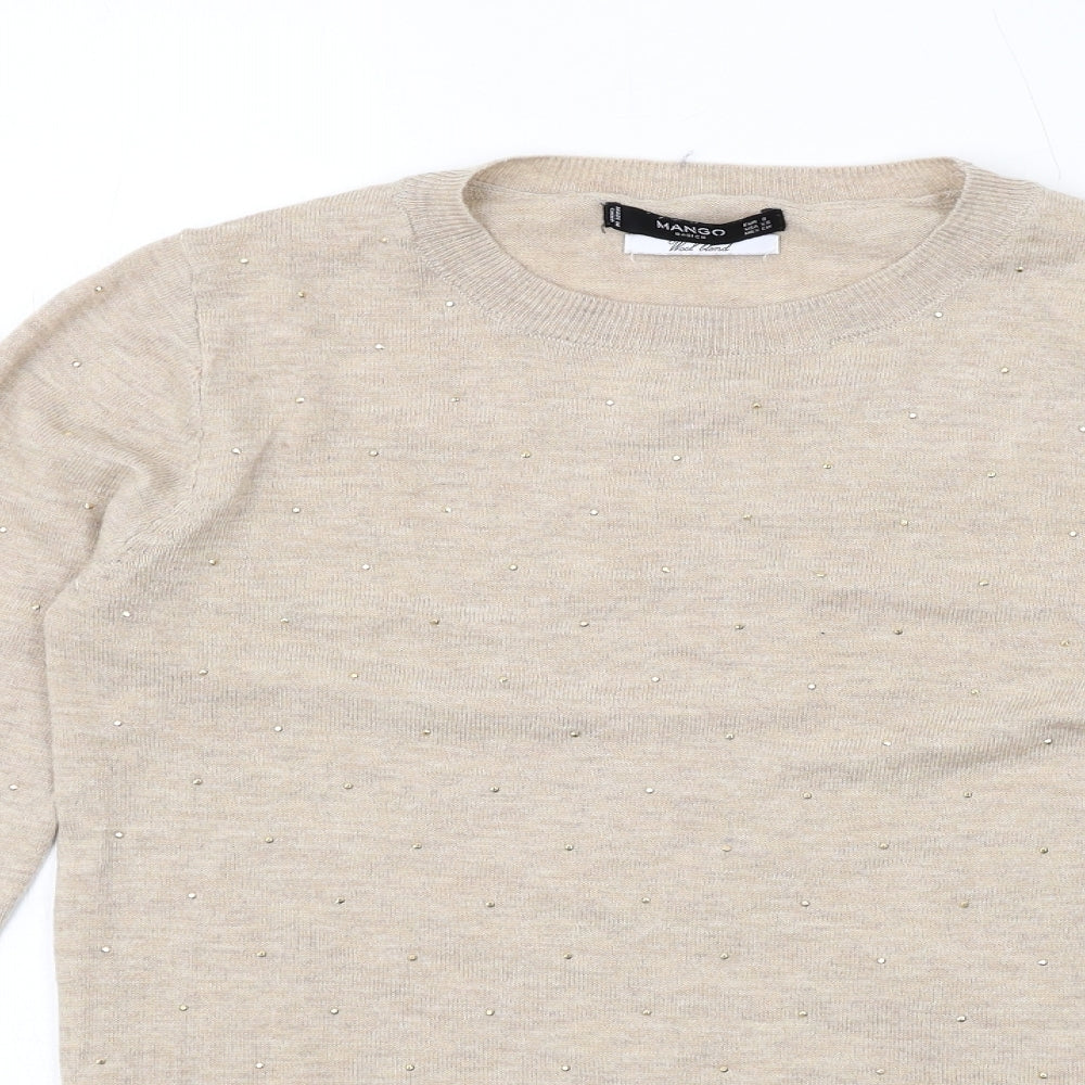Womens UK Size S Mango Beige Pullover Jumper