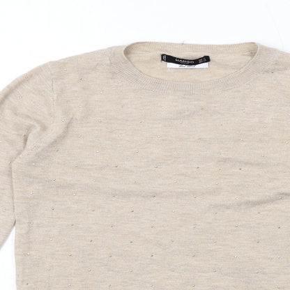 Womens UK Size S Mango Beige Pullover Jumper