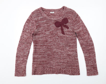 Cotton Traders Womens Pink Round Neck Acrylic Pullover Jumper Size 10 - Size 10-12