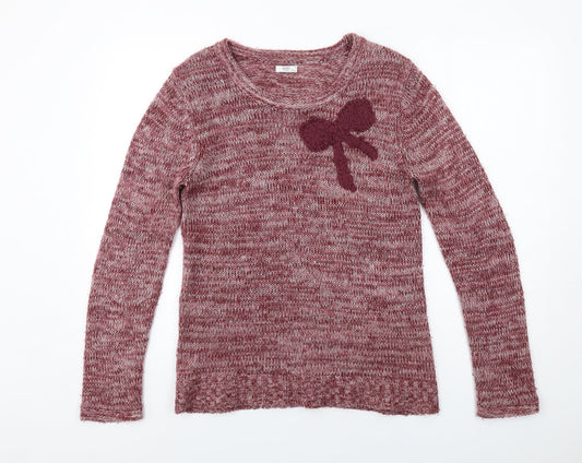 Cotton Traders Womens Pink Round Neck Acrylic Pullover Jumper Size 10 - Size 10-12