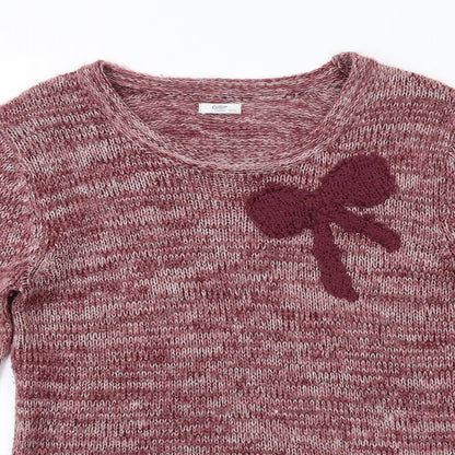 Cotton Traders Womens Pink Round Neck Acrylic Pullover Jumper Size 10 - Size 10-12