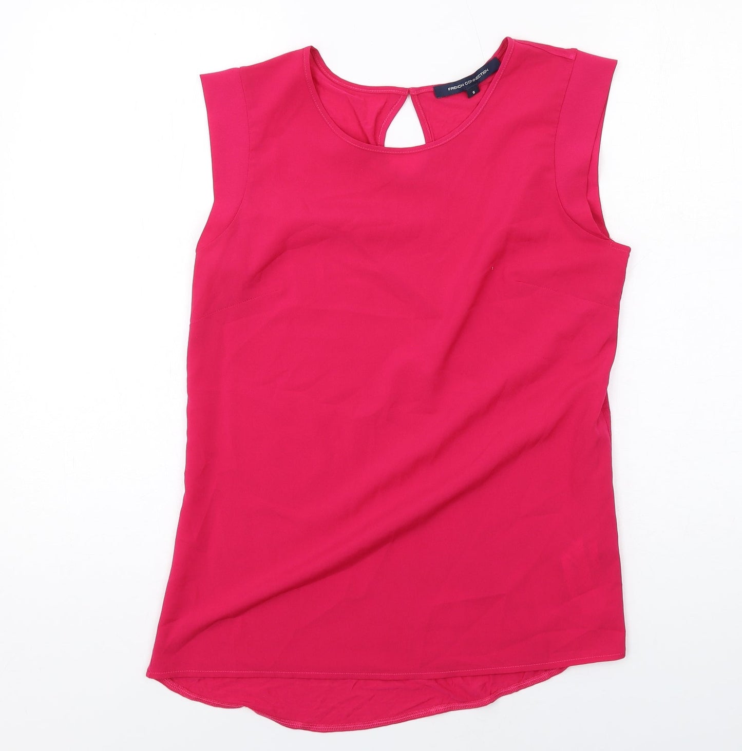 French Connection Womens Pink Polyester Basic Blouse Size S Round Neck