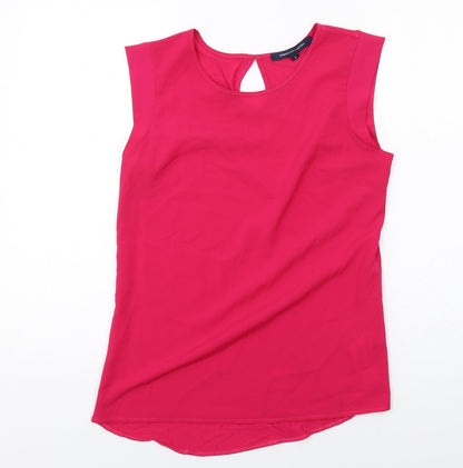 French Connection Womens Pink Polyester Basic Blouse Size S Round Neck