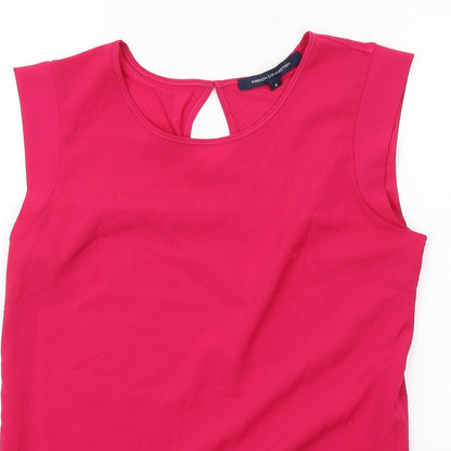 French Connection Womens Pink Polyester Basic Blouse Size S Round Neck