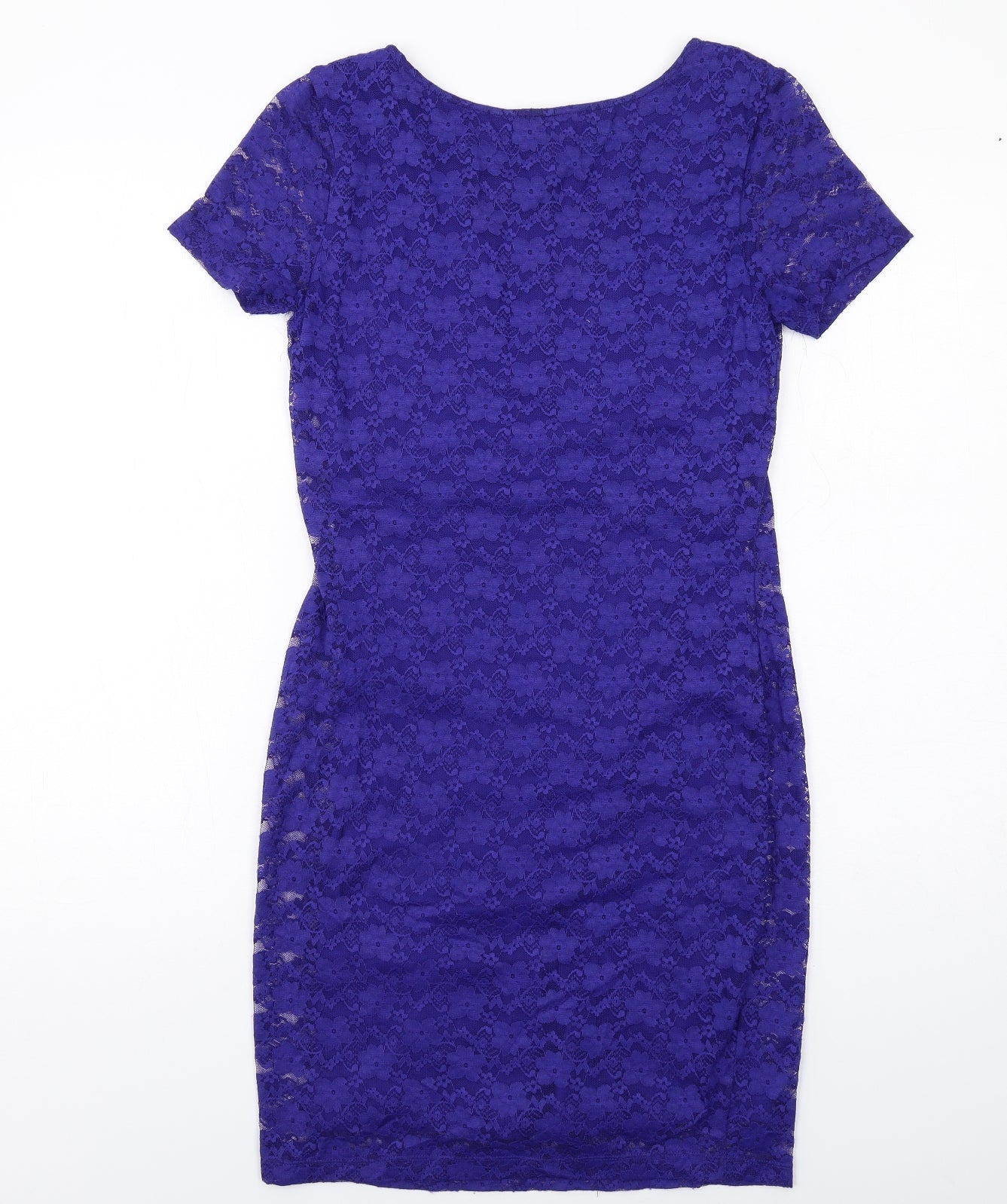 H&M Womens Blue Polyamide Pencil Dress Size S Boat Neck Pullover