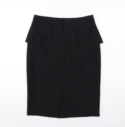 Dorothy Perkins Womens Black Polyester Straight & Pencil Skirt Size 10 Zip - Peplum style