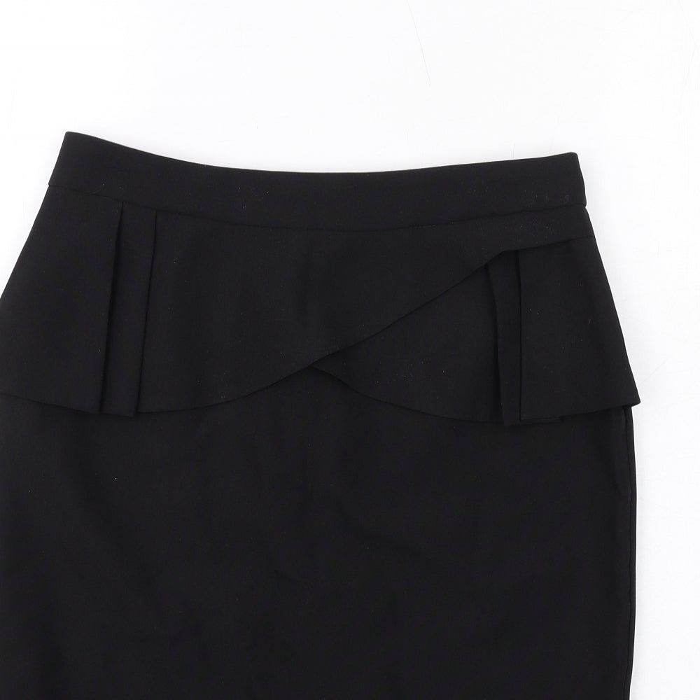 Dorothy Perkins Womens Black Polyester Straight & Pencil Skirt Size 10 Zip - Peplum style