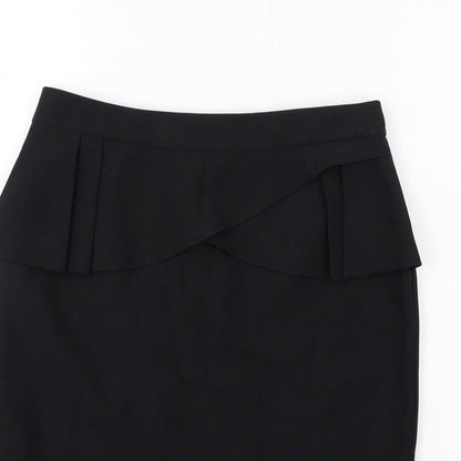 Dorothy Perkins Womens Black Polyester Straight & Pencil Skirt Size 10 Zip - Peplum style