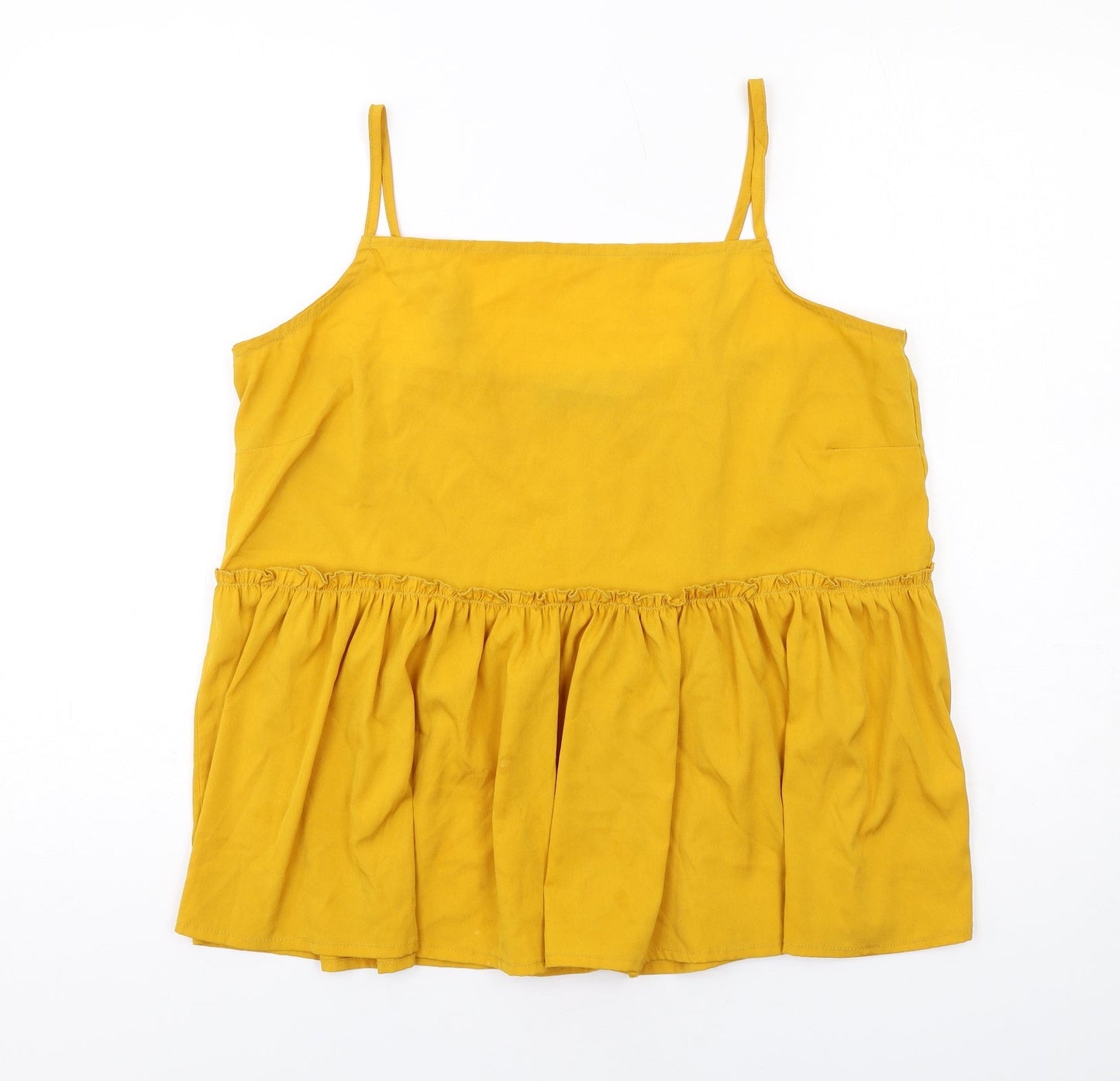 Boohoo Womens Yellow Polyester Basic Tank Size 16 Square Neck