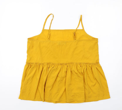 Boohoo Womens Yellow Polyester Basic Tank Size 16 Square Neck