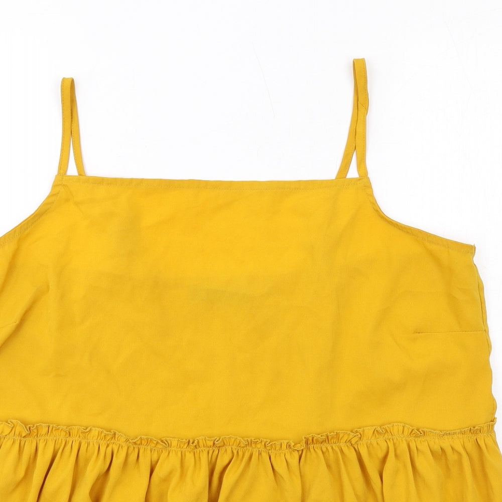 Boohoo Womens Yellow Polyester Basic Tank Size 16 Square Neck