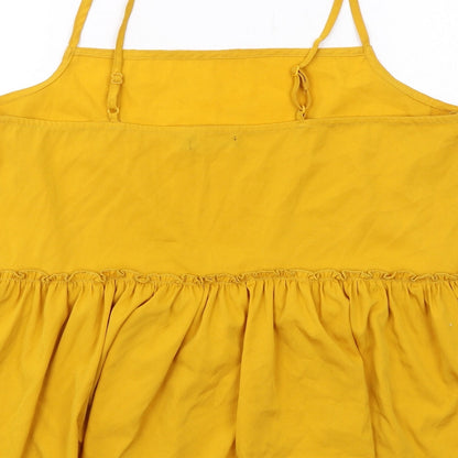 Boohoo Womens Yellow Polyester Basic Tank Size 16 Square Neck