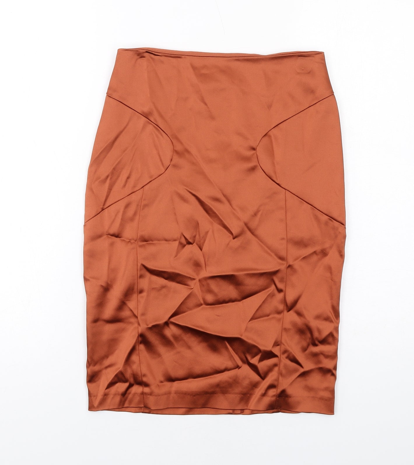 ASOS Womens Orange Acetate Straight & Pencil Skirt Size 6 Zip