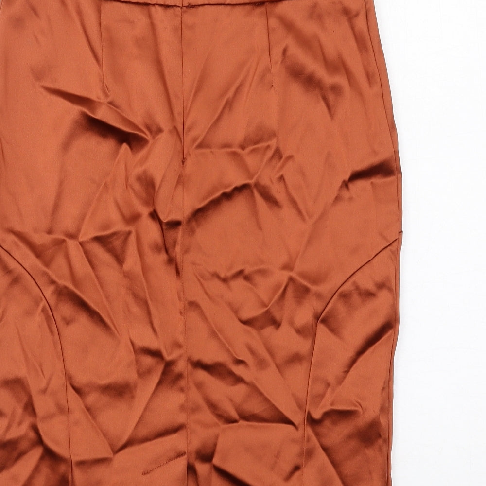 ASOS Womens Orange Acetate Straight & Pencil Skirt Size 6 Zip