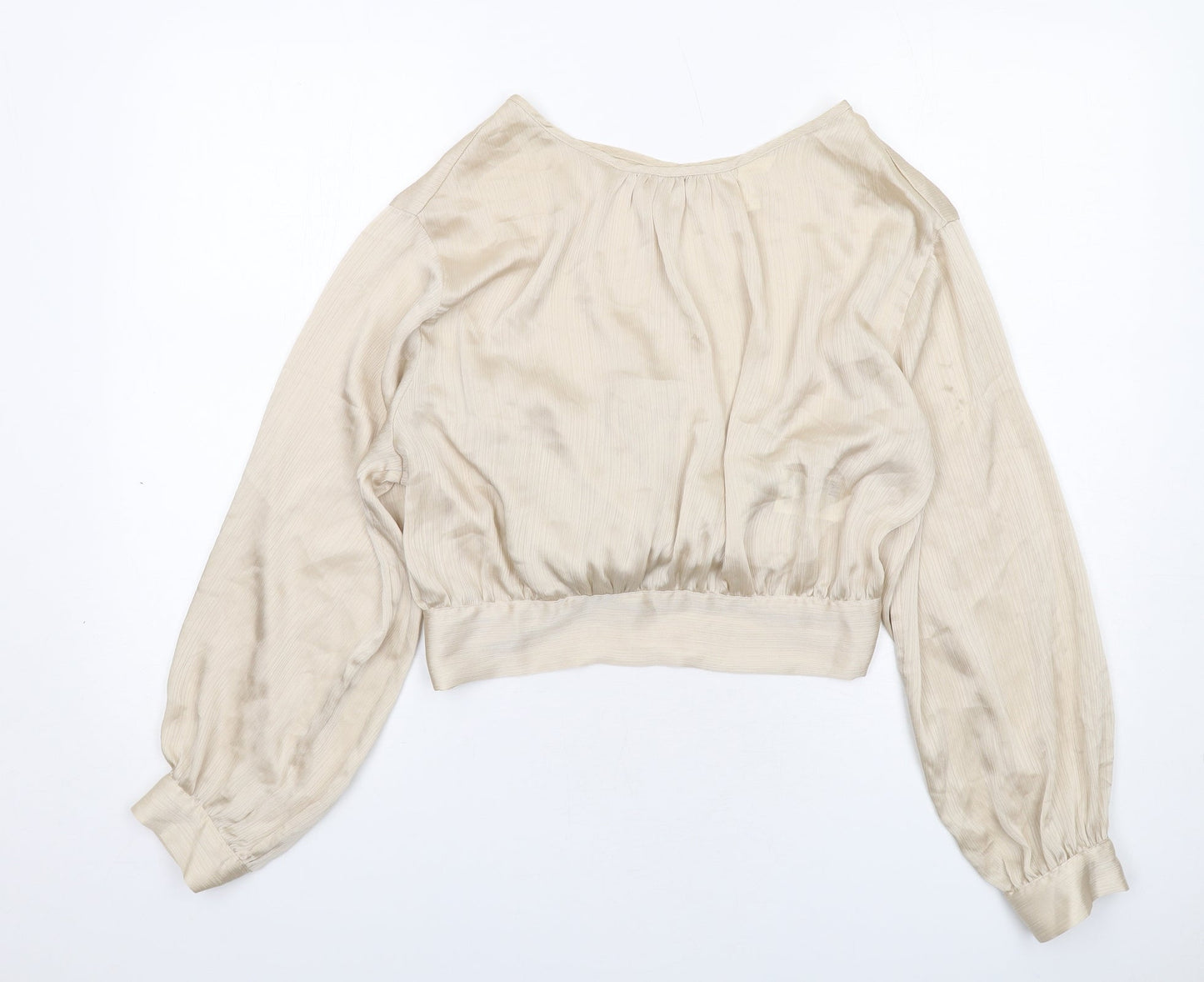 H&M Womens Ivory Polyester Basic Blouse Size L Round Neck