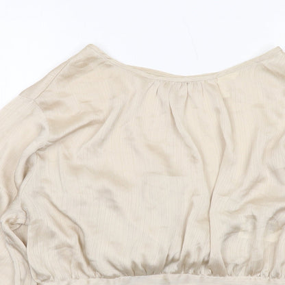 H&M Womens Ivory Polyester Basic Blouse Size L Round Neck