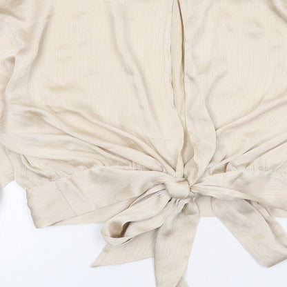 H&M Womens Ivory Polyester Basic Blouse Size L Round Neck