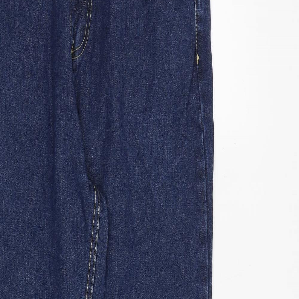 Boohoo Womens Blue Cotton Tapered Jeans Size 8 L28 in Regular Zip