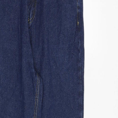 Boohoo Womens Blue Cotton Tapered Jeans Size 8 L28 in Regular Zip