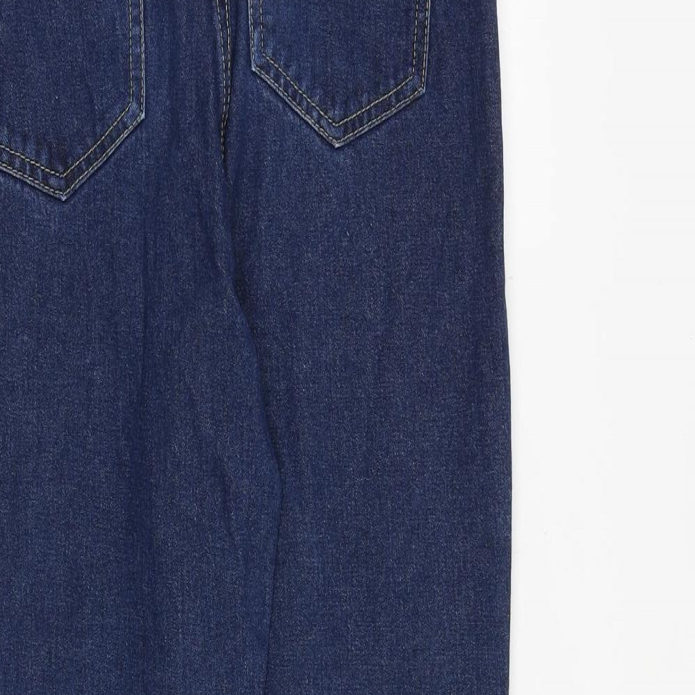 Boohoo Womens Blue Cotton Tapered Jeans Size 8 L28 in Regular Zip