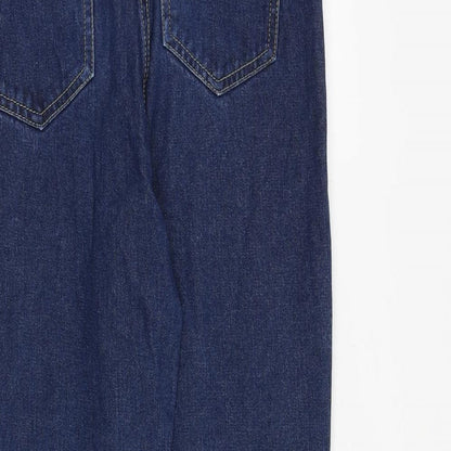 Boohoo Womens Blue Cotton Tapered Jeans Size 8 L28 in Regular Zip