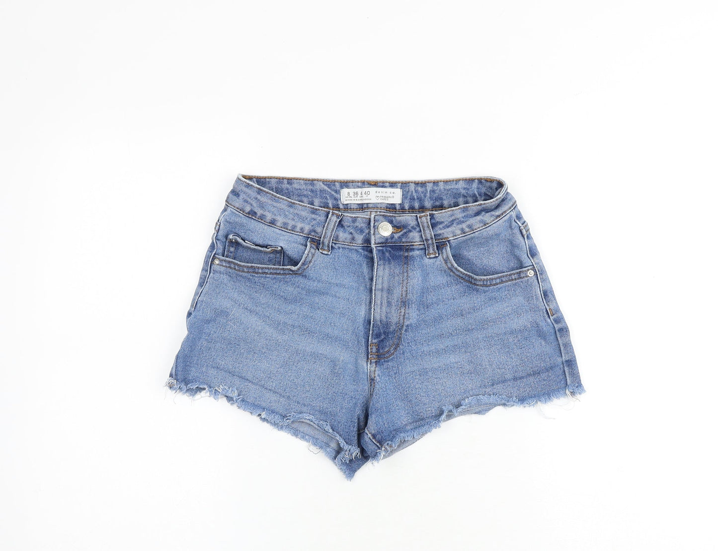 Denim & Co. Womens Blue Cotton Boyfriend Shorts Size 8 Regular Zip - Raw Hem