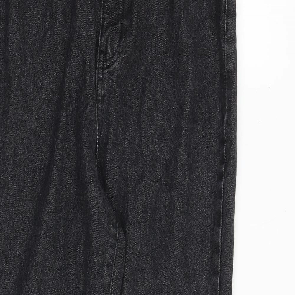Boohoo Womens Black Cotton Mom Jeans Size 8 L28 in Regular Zip