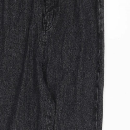 Boohoo Womens Black Cotton Mom Jeans Size 8 L28 in Regular Zip