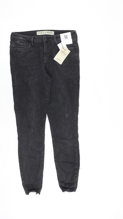 Denim & Co. Womens Grey Cotton Skinny Jeans Size 10 L26 in Slim Zip