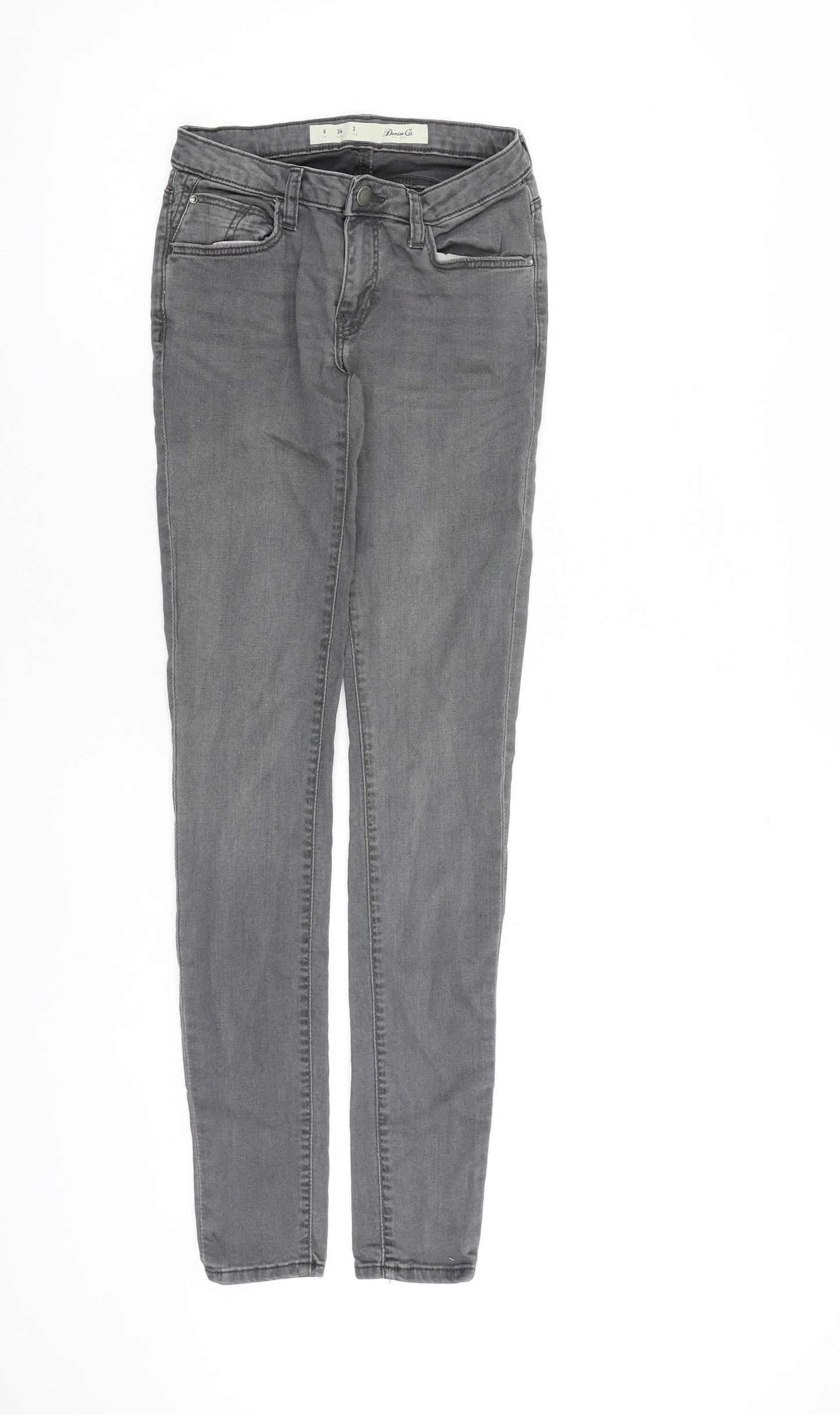 Denim & Co. Womens Grey Cotton Skinny Jeans Size 6 L30 in Regular Zip