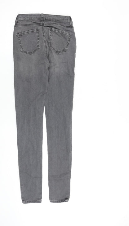 Denim & Co. Womens Grey Cotton Skinny Jeans Size 6 L30 in Regular Zip