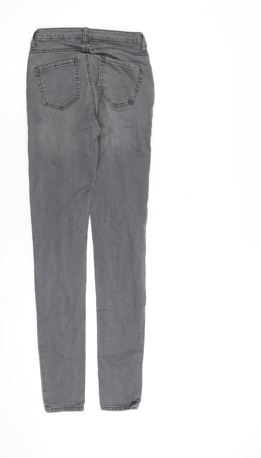 Denim & Co. Womens Grey Cotton Skinny Jeans Size 6 L30 in Regular Zip