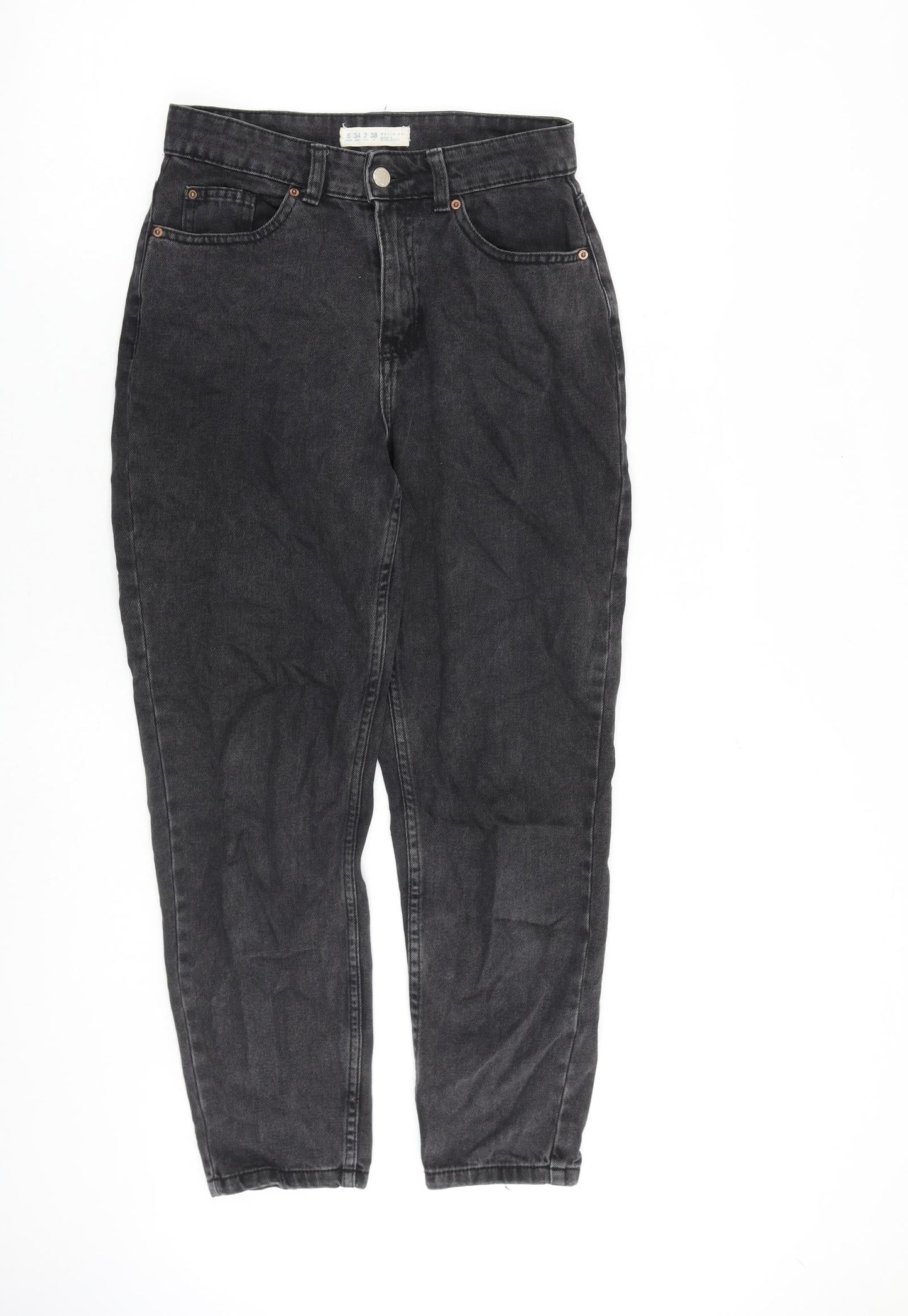 Denim & Co. Womens Grey Cotton Mom Jeans Size 6 L25 in Regular Zip