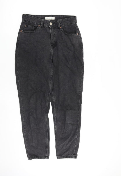 Denim & Co. Womens Grey Cotton Mom Jeans Size 6 L25 in Regular Zip