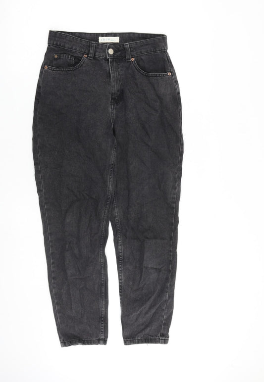 Denim & Co. Womens Grey Cotton Mom Jeans Size 6 L25 in Regular Zip