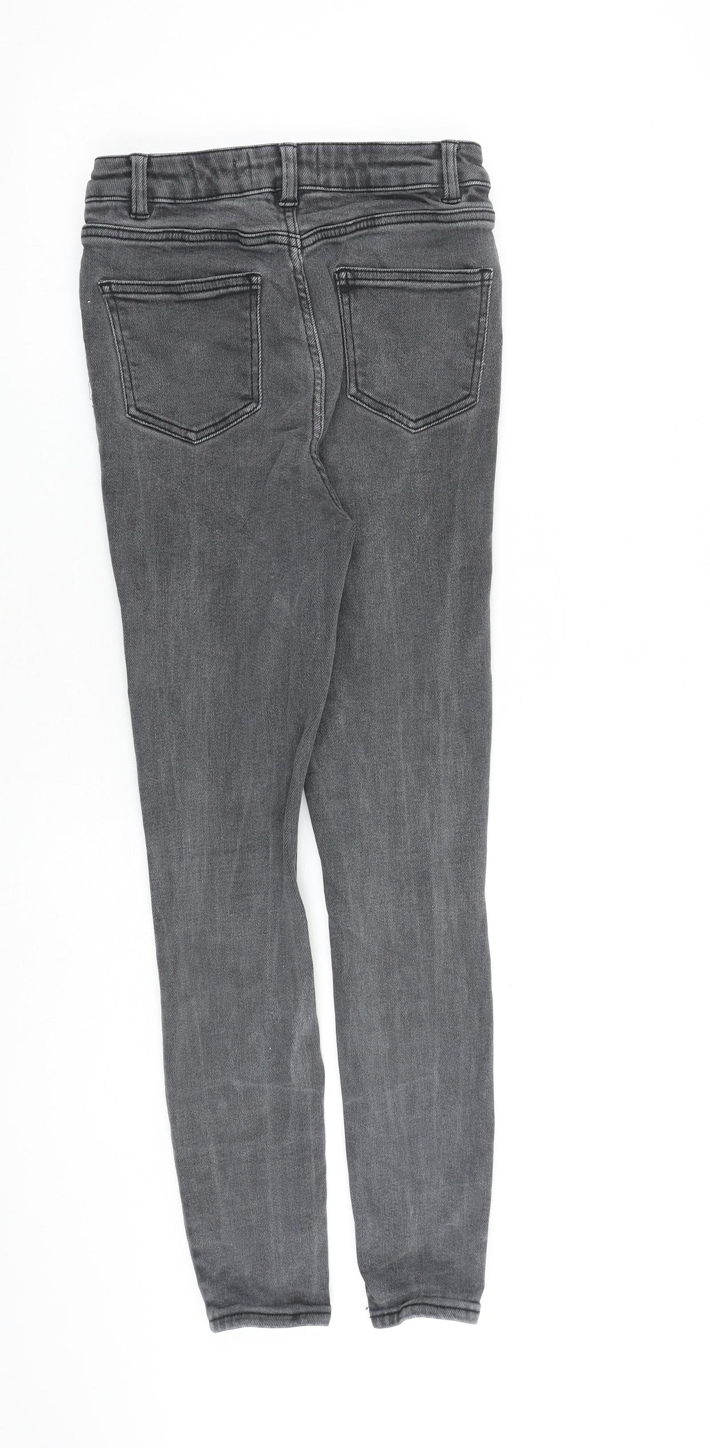 New Look Womens Grey Cotton Skinny Jeans Size 12 L27 in Slim Zip