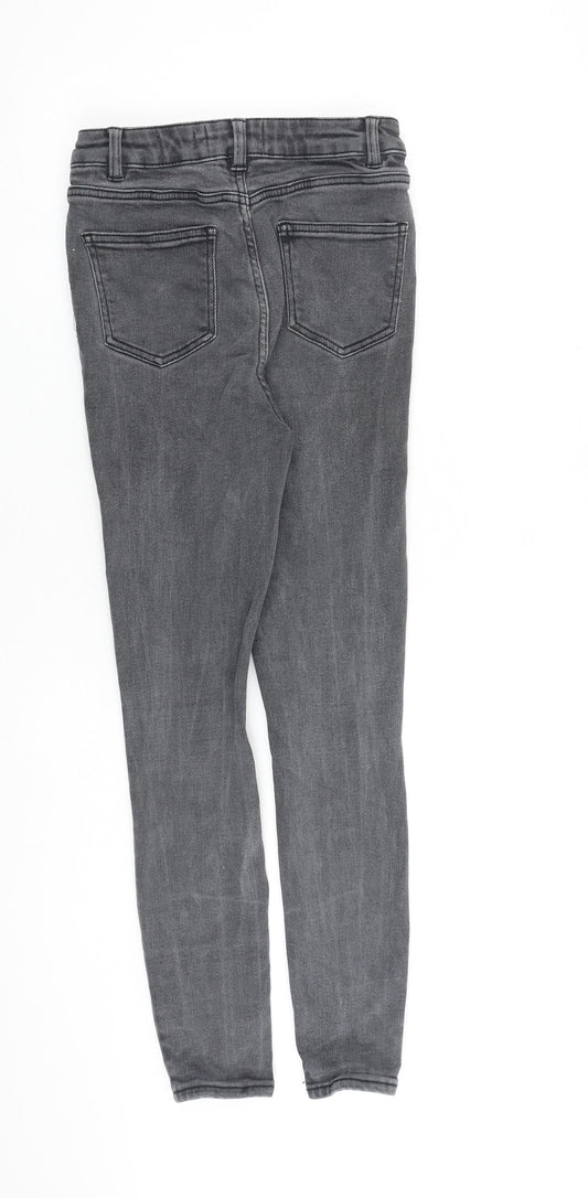 New Look Womens Grey Cotton Skinny Jeans Size 12 L27 in Slim Zip