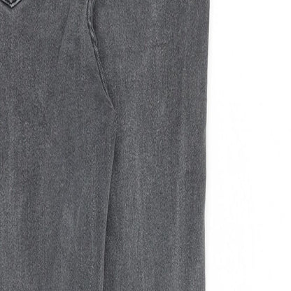 New Look Womens Grey Cotton Skinny Jeans Size 12 L27 in Slim Zip