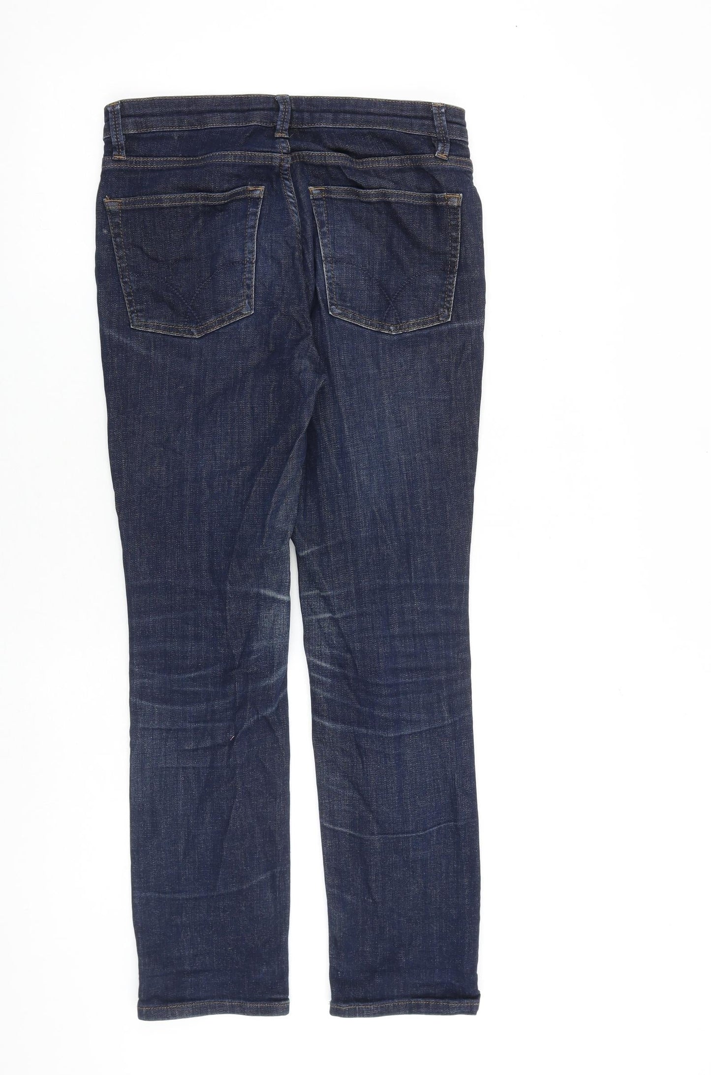 Denim & Co. Womens Blue Cotton Straight Jeans Size 10 L27 in Regular Zip