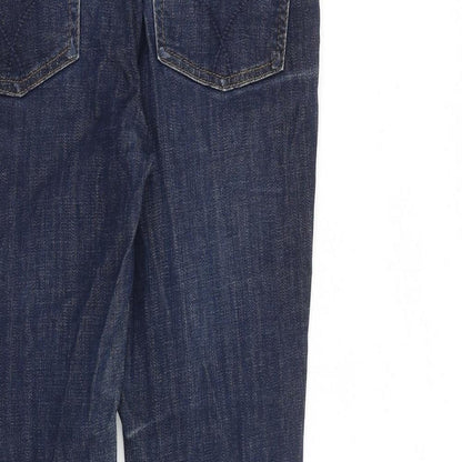 Denim & Co. Womens Blue Cotton Straight Jeans Size 10 L27 in Regular Zip