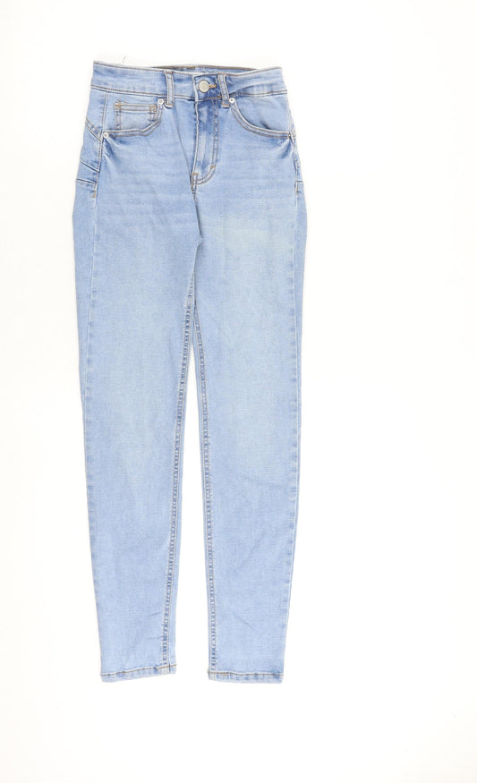 Pull&Bear Womens Blue Cotton Skinny Jeans Size 4 L28 in Slim Zip
