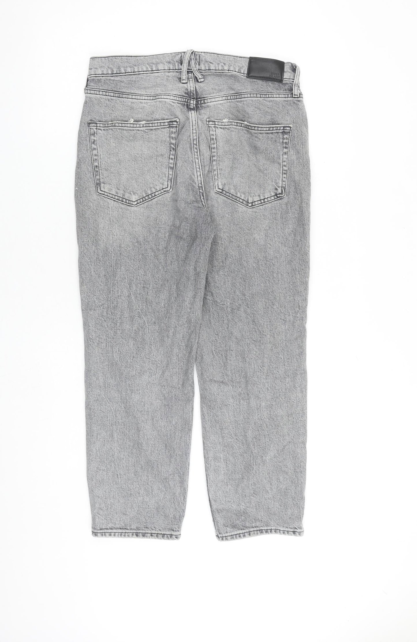 River Island Womens Grey Cotton Straight Jeans Size 12 L24 in Regular Zip
