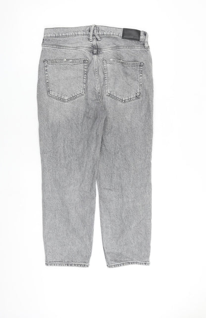 River Island Womens Grey Cotton Straight Jeans Size 12 L24 in Regular Zip