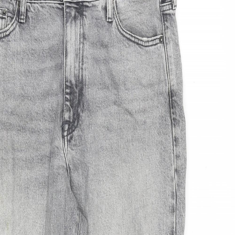 River Island Womens Grey Cotton Straight Jeans Size 12 L24 in Regular Zip
