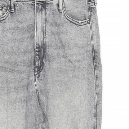 River Island Womens Grey Cotton Straight Jeans Size 12 L24 in Regular Zip